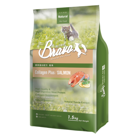 台灣 自然禮讚 Bravo 膠原蛋白配方-鮭魚貓糧 1.5KG